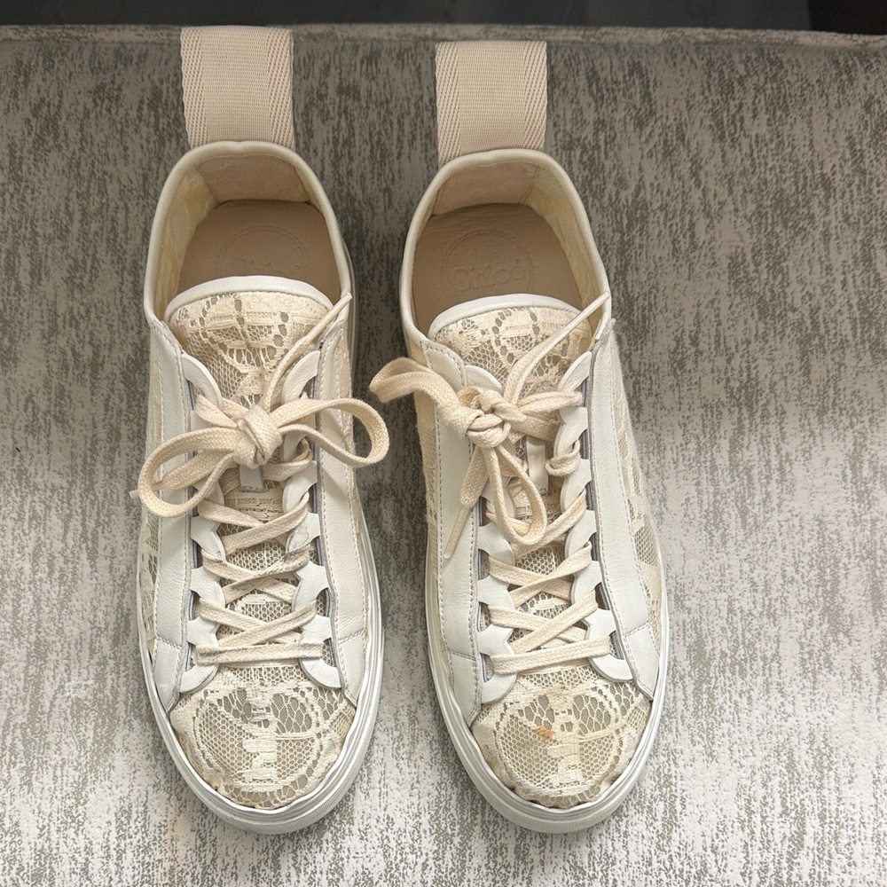 Chloe Cream Lace Women's Sneakers